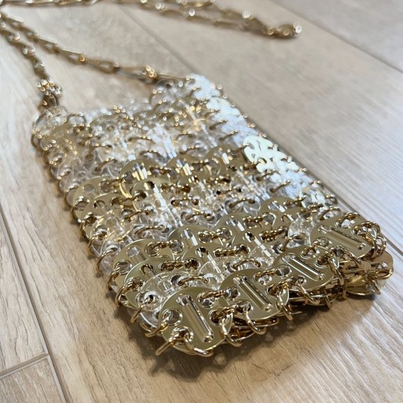 Paco Rabanne 1969 Iconic Chainmail Gold PVC Plastic Two-tone Bottle Cap Mini Bag - Picture 9 of 12